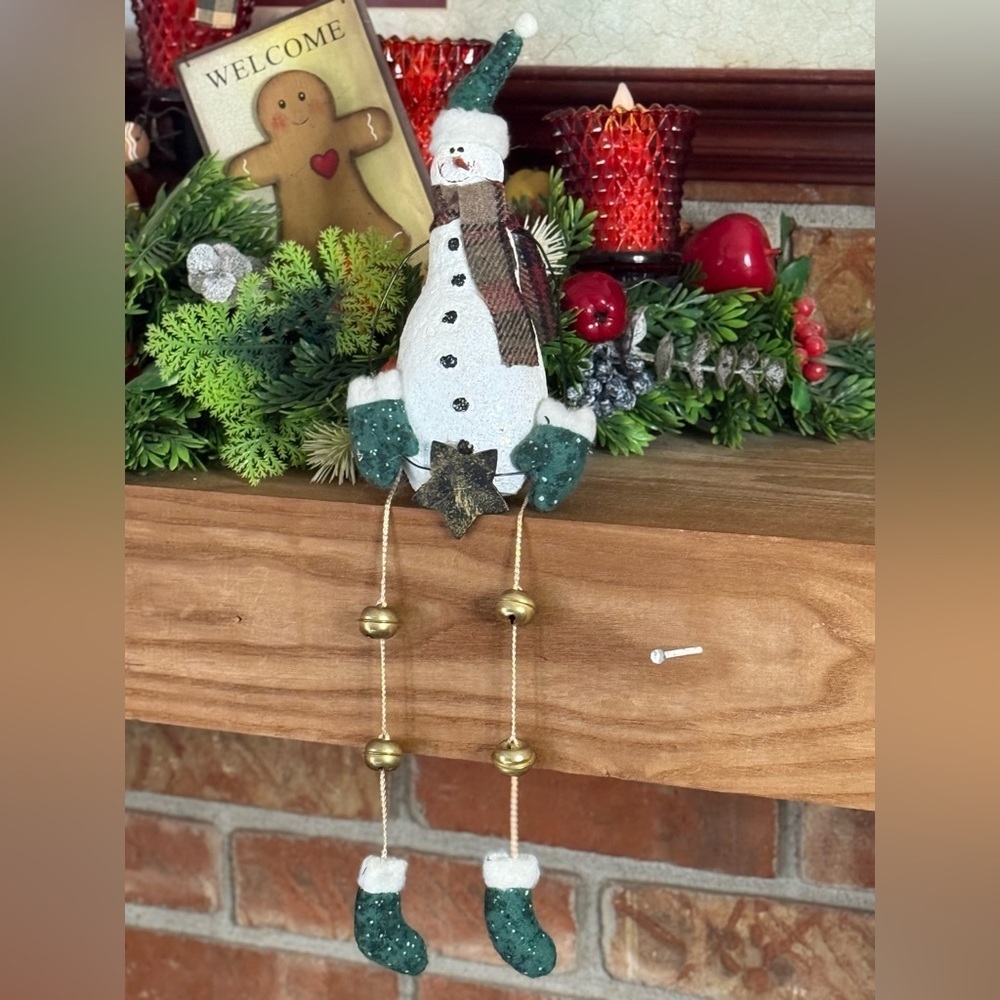 Vintage 1994 Festive Snowman with Bells Shelf Sitter Decor